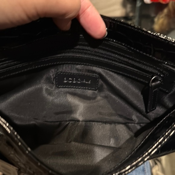 GB Girls Black Glossy Mini Bag with Croc Texture - Picture 7 of 11